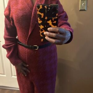 Liz Claiborne Deep Berry Open-Front Long Cardigan